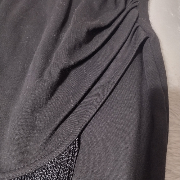 VINTAGE Black Fringe Skirt 90 S_Contempo Casuals SZ Large Stretch/ See Pics Rare - Picture 7 of 14